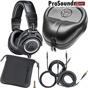 Audio-Technica ATH-M50x Professional Studio Monitor Headphones (New 2015 Model) + Free Cables, Bag and Slappa Case (SL-HP-07) - (ProSoundGear) Authorized Dealer